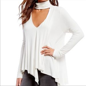 Free People NWT Uptown ivory ribbed tunic
